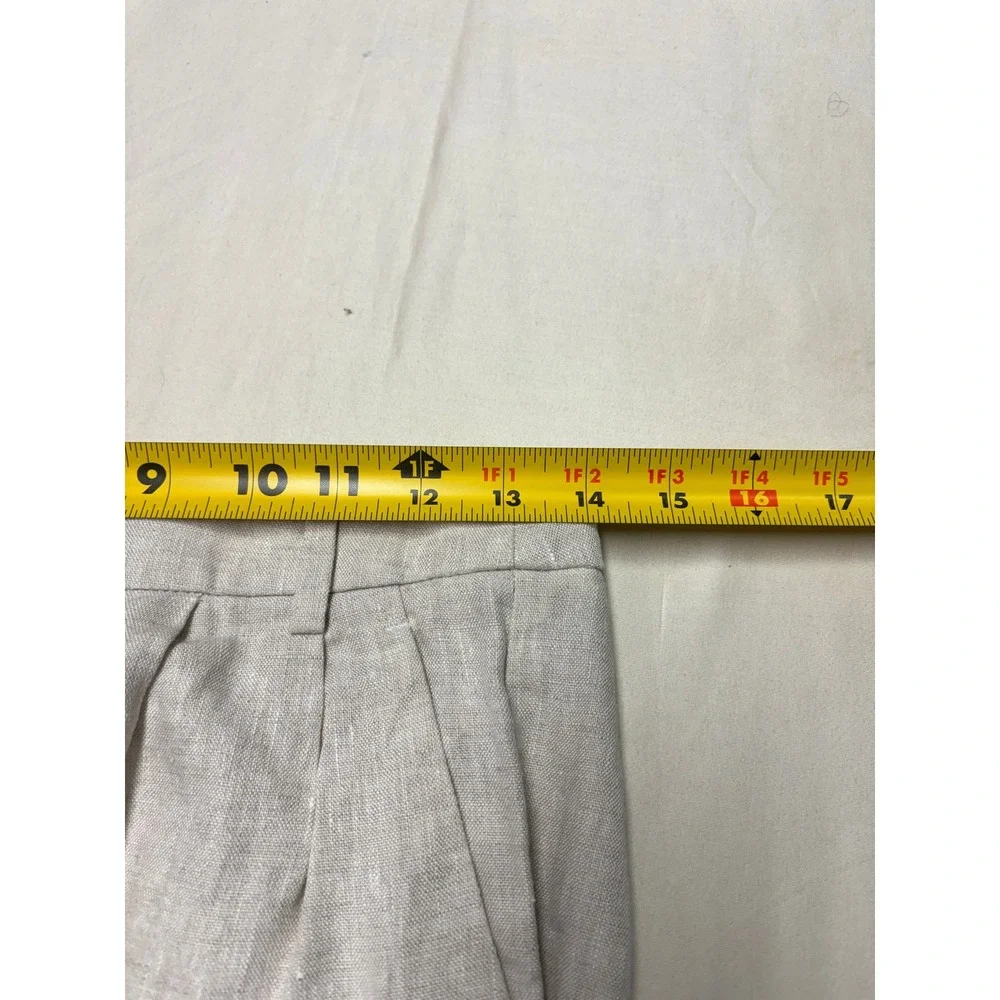 Banana Republic 100% Linen Straight Leg Pleated Trousers Beige Womens 0 W28 L30